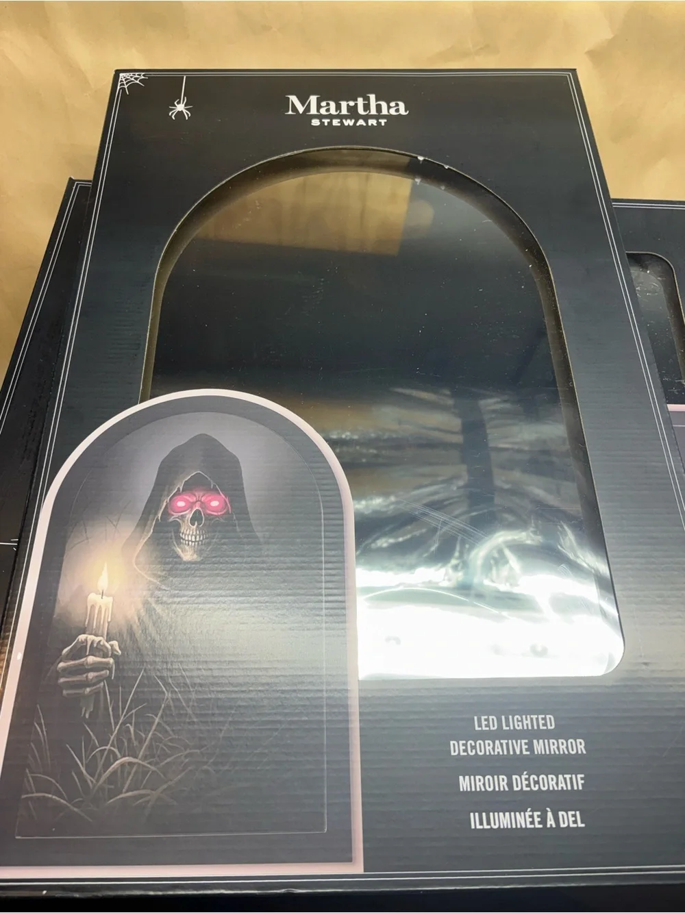 TikTok Viral Martha Stewart Black Grim Reaper LED Mirror with Glowing eyes